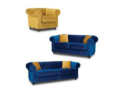 Chesterfield Sofagarnitur Couch Möbel Wohnzimmer Einrichtung 3+2+1 Sitzer