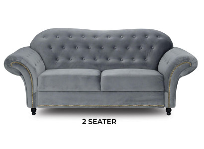 Zweisitzer Graue Chesterfield Couch Polster Möbel Stoff Couchen Sofas Textil