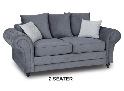 Graue Chesterfield Couch Polster Möbel Stoff Couchen Sofas Zweisitzer