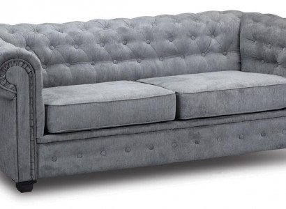 Graue Chesterfield Couch Polster Möbel Zweisitzer Couchen Sofas Stoff Textil