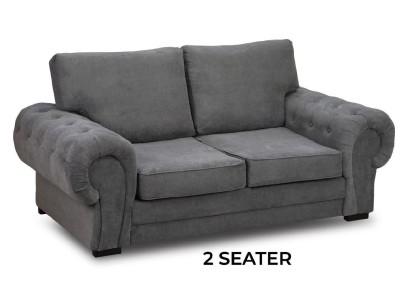 Graue Wohnzimmer Couch Polster Möbel Zweisitzer Couchen Sofas Stoff Textil