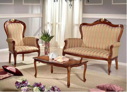 Klassische Sofagarnitur Sitzmöbel Dreisitzer Sitzbank Couchtisch Luxus