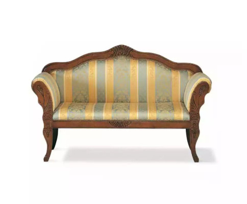 Klassischer Zwerisitzer Sitzbank Luxus Polster Möbel Holzgestell Edel