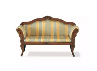 Klassischer Zwerisitzer Sitzbank Luxus Polster Möbel Holzgestell Edel