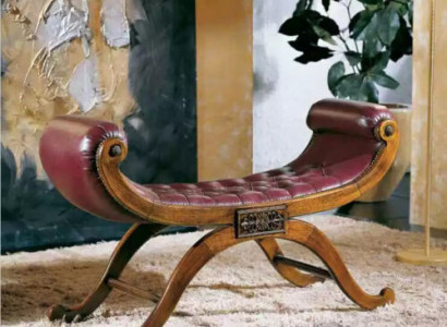 Braune Sitzbank Klassischer Hocker Antil Stil Sitzmöbel Polsterbank Stoff