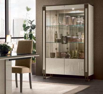 Vitrine 2 Tür Schrank Vitrinen Wohnzimmer Schränke Design Schrank Möbel Glas Neu
