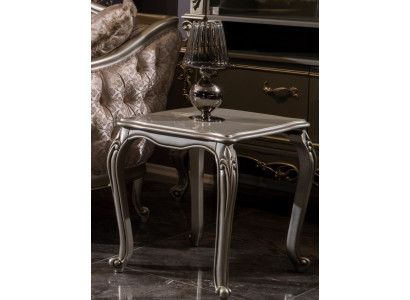 Silberner Beistelltisch Barock Rokoko Tisch Zeitungstisch Wohnzimmer Holz