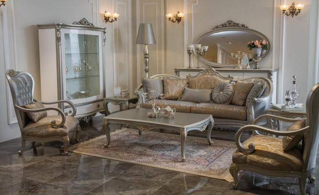 Silberner Chesterfield Sessel Französische Stil Möbel Stuhl Einsitzer Holz