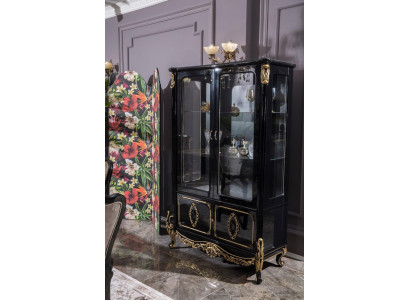 Möbel Glasschrank Luxus Vitrine Holz Vitrinen Schränke Regale Schwarz
