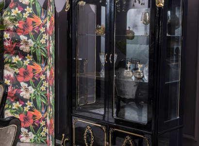 Möbel Glasschrank Luxus Vitrine Holz Vitrinen Schränke Regale Schwarz