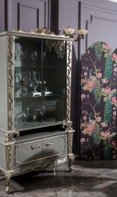 Vitrinen Glas Holz Schrank Vitrine Wohnzimmer Möbel Anrichte Schränke