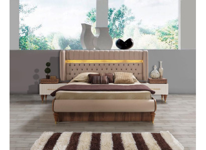 Bett Polster Design Luxus Doppel Hotel Chesterfield Holz Möbel Neu