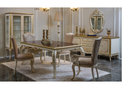 Design Esszimmer Set 8tlg Esstisch Stuhl Kommode Vitrine Spiegel Tische Holz