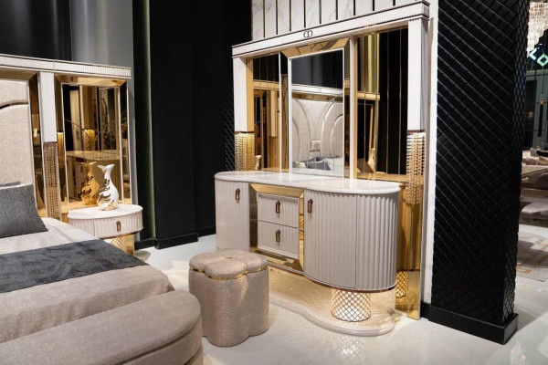 Schlafzimmer Set Komplettes Bett 2x Nachttische Kleiderschrank Neu 7tlg