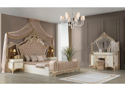 Schlafzimmer Komplettes Bett 2x Nachttische Kommode mit Spiegel 4tlg Neu