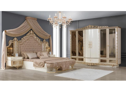 Schlafzimmer Set Bett 2x Nachttische Kleiderschrank Luxus neu 4tlg