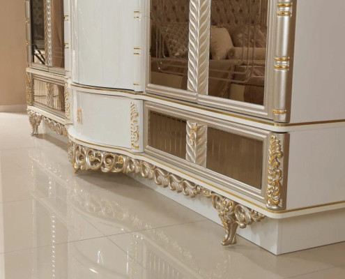 Schlafzimmer Set Bett 2x Nachttische Kleiderschrank Luxus neu 4tlg