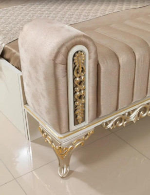 Schlafzimmer Set Bett 2x Nachttische Design Luxus neu 5tlg weiß