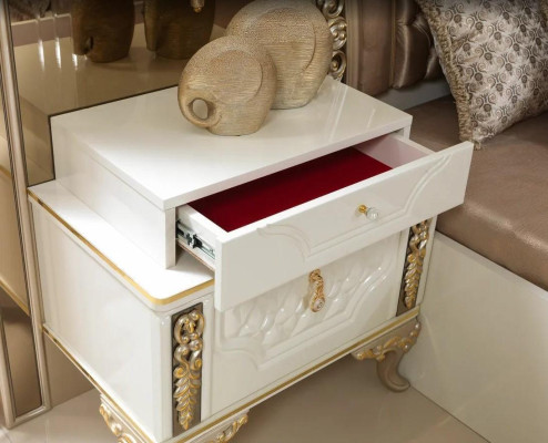 Schlafzimmer Set Bett 2x Nachttische Design Luxus neu 5tlg weiß