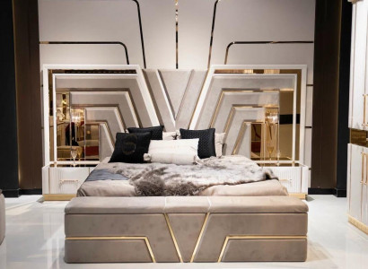 Schlafzimmer Set Bett 2x Nachttische Luxus neu 3tlg Design Modern Holz