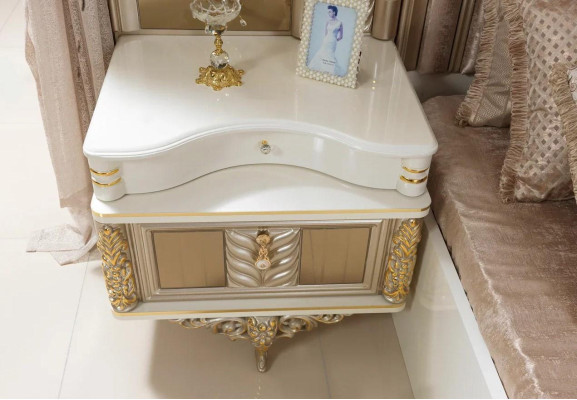 Schlafzimmer Set Bett 2x Nachttische Design Luxus neu 4tlg Beige