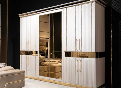 Kleiderschrank weiß Schlafzimmer Material Holz Schrank Luxus Modern