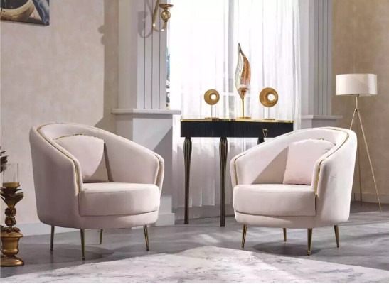 Blaue Polstergarnitur Set 3+1+1 Sitzer Sofa Set Sessel Sofagarnitur 3tlg