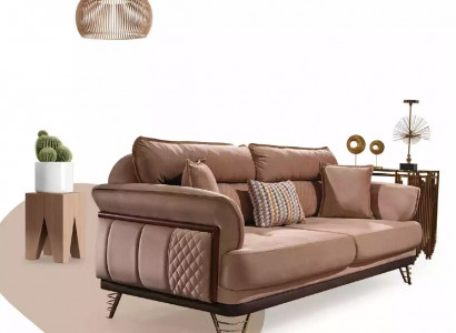 Beiger Dreisitzer Luxus Sofa Moderne Wohnzimmer Couchen 3-Sitzer Stil