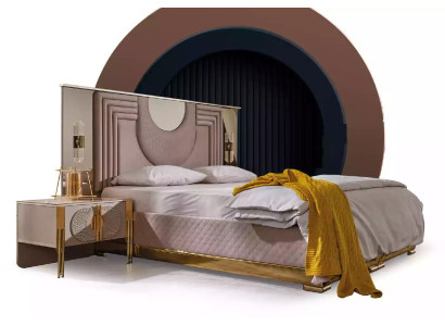 Schlafzimmer Garnitur Bett 2x Nachttische Bettgestell Hotelbett 3tlg