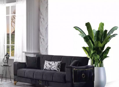 Schwarzer Dreisitzer Luxus Couch Wohnzimmer 3-Sitzer Polster Couchen Sofa