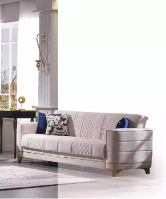 Weißer Dreisitzer Luxus 3-Sitzer Couch Wohnzimmer Sofas Textil Möbel