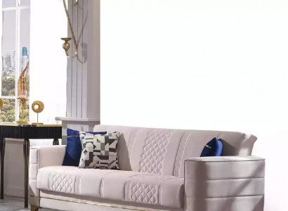 Weißer Dreisitzer Luxus 3-Sitzer Couch Wohnzimmer Sofas Textil Möbel