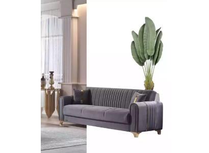 Grauer Dreisitzer Luxus 3-Sitzer Couch Polstersofas Wohnzimmer Möbel