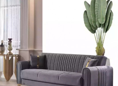 Grauer Dreisitzer Luxus 3-Sitzer Couch Polstersofas Wohnzimmer Möbel