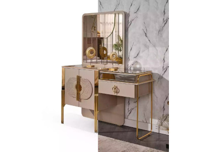 Beiger Schminktisch Holz Konsolentisch Schlafzimmer Möbel Frisiertisch