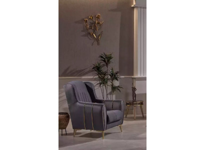 Grauer Edelstahl Sessel Moderner Einsitzer Luxus Lehnsessel Clubsessel