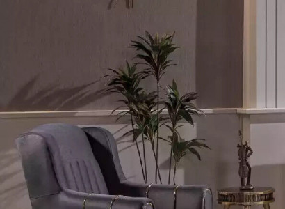 Grauer Edelstahl Sessel Moderner Einsitzer Luxus Lehnsessel Clubsessel