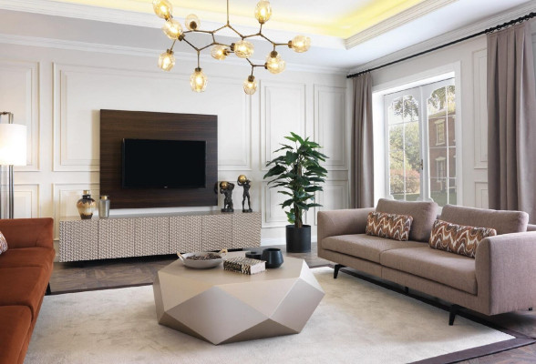 TV Wand Paneel Verkleidung Holz Luxus rtv Wohnzimmerwand Fernseh Möbel