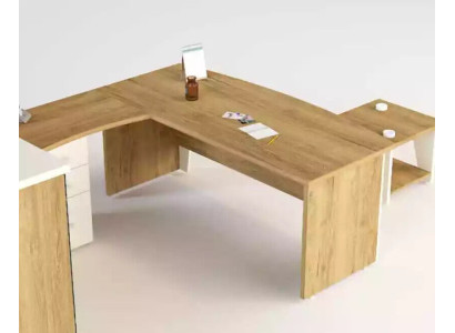 Brauner Eckschreibtisch Exklusives Design Bürotisch Arbeitszimmer Möbel