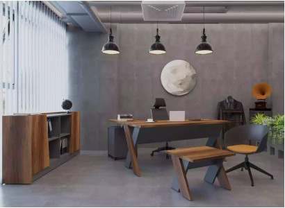 Schreibtisch Couchtisch Bücherregal Arbeitszimmer Buro Modern Braun