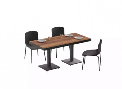 Moderner Esstisch Massivholz Möbel Esszimmermöbel Braun Edelstahlmöbel