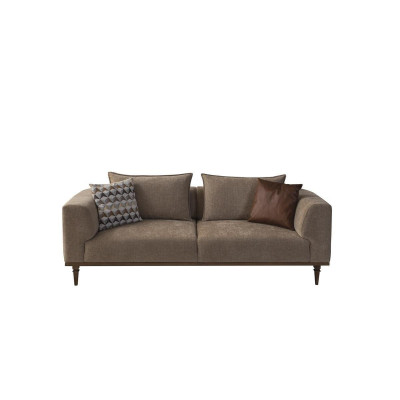 Sofagarnitur Dreisitzer Sessel Polstersofa Modern Stoffsofa Braun Set