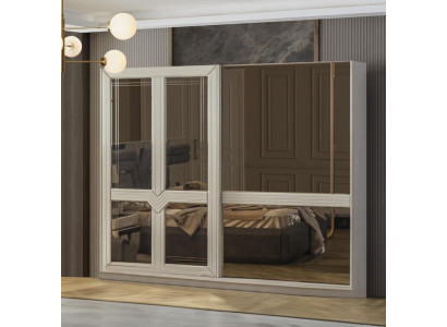 Kleiderschrank Holzschrank Schlafzimmerschrank Schrank Spiegel Weiß