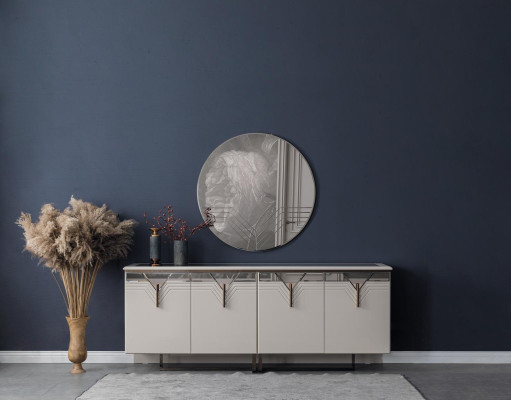 Sideboard Anrichte mit Spiegel Holzschrank Kommode Schrank Holz Weiß