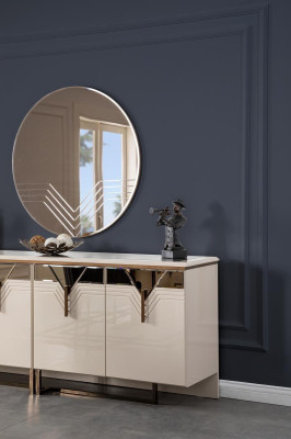 Sideboard Anrichte mit Spiegel Holzschrank Kommode Schrank Holz Weiß