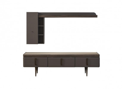 Wohnwand Sideboard RTV Lowboard Regale TV Ständer Schrank Holz Grau