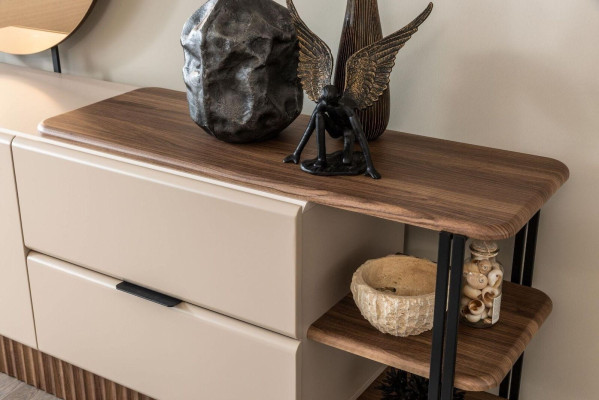 Anrichte Sideboard Holzschrank Kommode Schrank Holz Beige Moderne