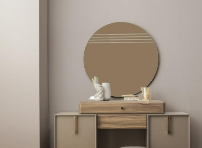 Schminktisch Konsolentisch Puff Frisiertisch Holz Grau Spiegel Set