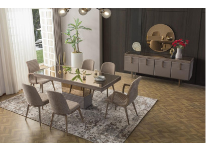 Esstisch Esszimmertisch Tisch Esszimmer Luxus Holz Beige 199 cm
