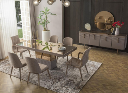 Esstisch Esszimmertisch Tisch Esszimmer Luxus Holz Beige 199 cm